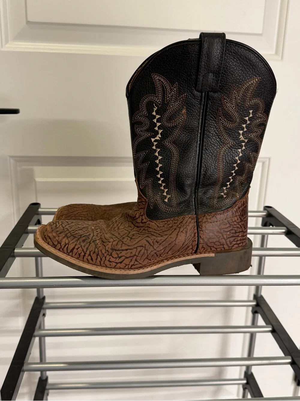 Boys Brown and Black Western Cowboy Boots